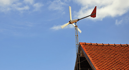 wind turbines on the roof 